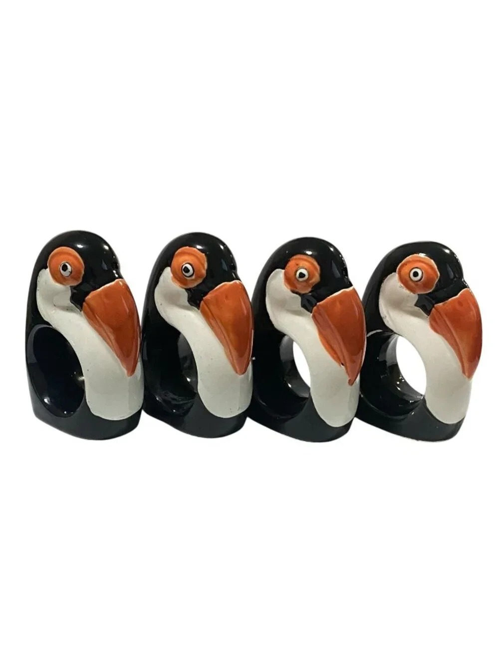 Vintage Toucan Napkin Holders Set of 4 Ceramic Tropical Bird Table Decor